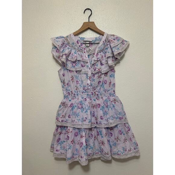 LoveShackFancy x Target Lou Double Ruffle Dress Purple Medium Coquette Romantic - Picture 2 of 8
